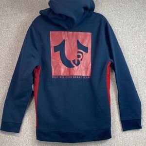 True Religion full zip hoodie M super soft large logo fleece lined casual Y2K
